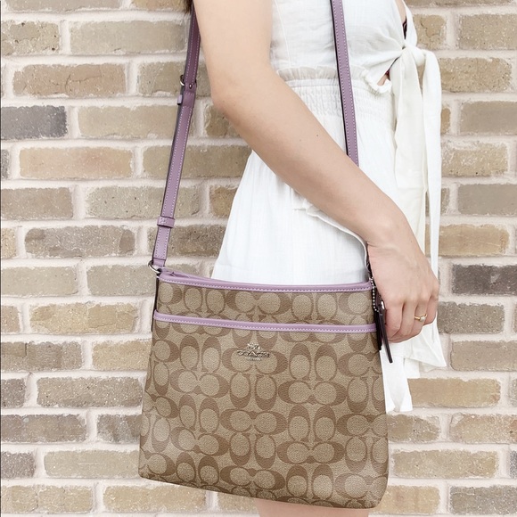 Coach Handbags - Coach messenger crossbody khaki purple